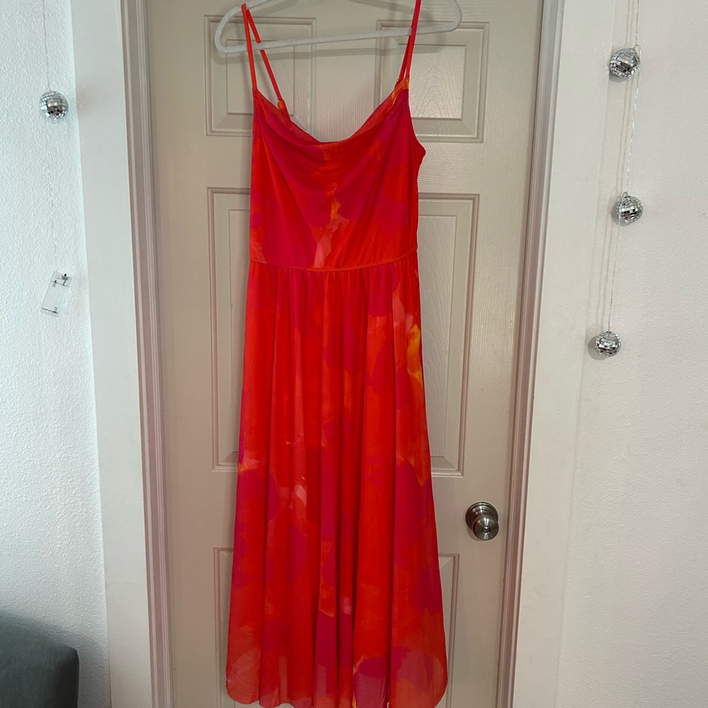 Vibrant Red and Orange Dress